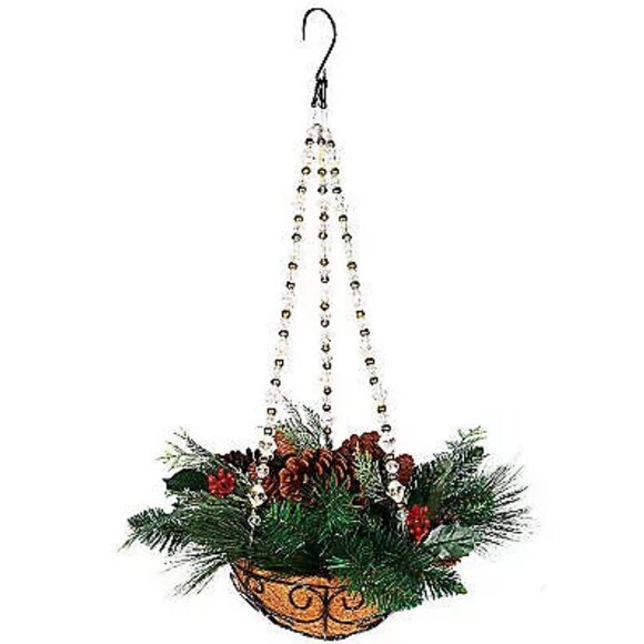 Bethlehem Lights Festive Greens Basket with Lit Beaded Chain - H200841 - Picture 1 of 1